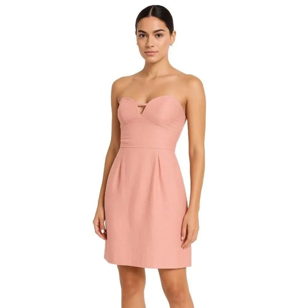 BCBGeneration Coral Strapless Sweetheart Keyhole Mini Dress Size 4